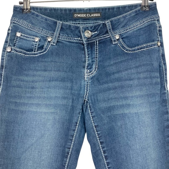 D’MODE CLASSIX Rhinestone Bling Low Rise Bootcut Jeans - Size 2 - Picture 4 of 12
